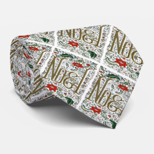 vintage Franse kerst poinsettia joyeux noel Stropdas