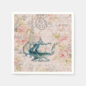 Vintage Franse Landelijke Botanische Parijse Theep Servet (Voorkant)