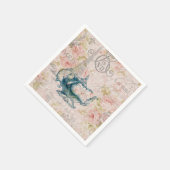 Vintage Franse Landelijke Botanische Parijse Theep Servet (Hoek)