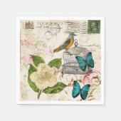 Vintage Franse Landelijke Botanische Parijse Theep Servet (Voorkant)