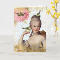 Vintage Franse Marie Antoinette shabby kaart