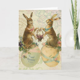 Vintage Franse Paashazen Feestdagen Kaart