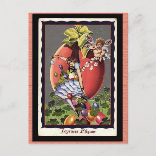 Vintage Franse Pasen Feestdagenkaart (Voorkant)