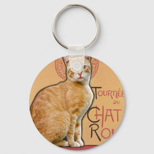Vintage Franse Poster Stijl Oranje Kat Sleutelhanger