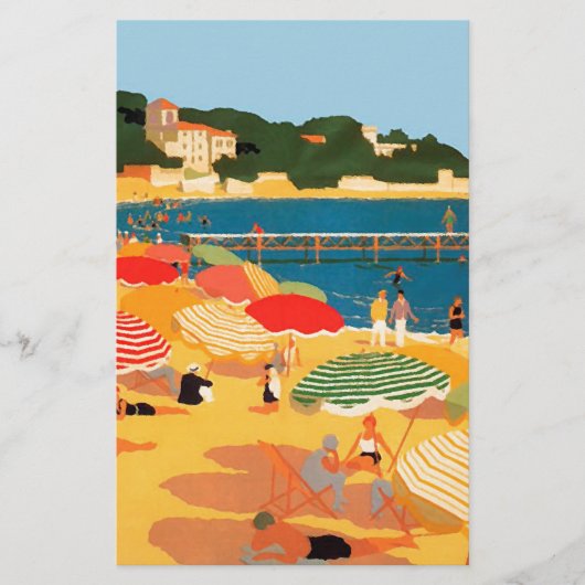 Vintage Franse Riviera-strand Briefpapier (Voorkant)