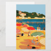 Vintage Franse Riviera-strand Briefpapier (Voorkant / Achterkant)