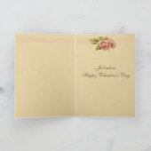 Vintage Franse Roze Rozen Feestdagen Kaart (Binnen)