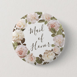 Vintage Franse Rozen Bruidsmeisje Button