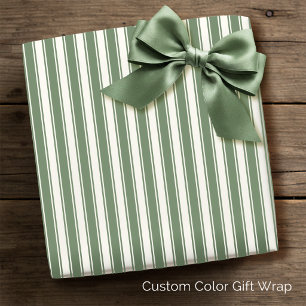 Vintage Franse Ticking Streep Saliegroen Crème Cadeaupapier