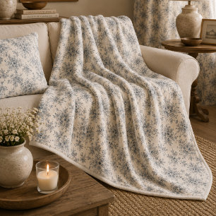 Vintage Franse Toile Botanische Vogel Landelijk Fleece Deken