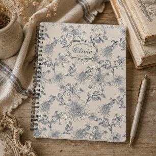 Vintage Franse Toile Botanische Vogel Persoonlijk Notitieboek