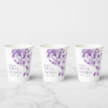 Vintage Franse Toile Paarse Bloemrijke Bruidsdouch