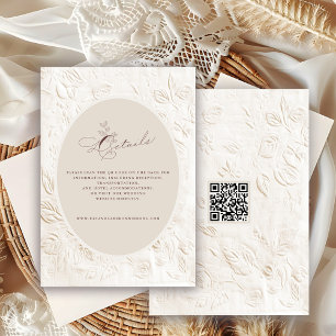 Vintage Franse Victoriaanse bloemenscript QR-code Informatiekaartje