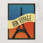 Vintage Franse Vlag Parijs Eiffeltoren Reizen Briefkaart (Voorkant)