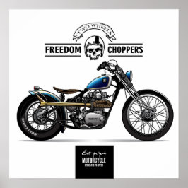 Vintage Freedom Chopper-motorfiets Poster