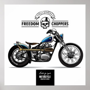 Vintage Freedom Chopper-motorfiets Poster