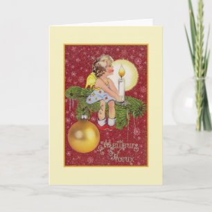Vintage French Best Voeux Christmas Card Feestdagen Kaart