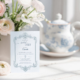 Vintage French Blue Bridal Shower Kaart