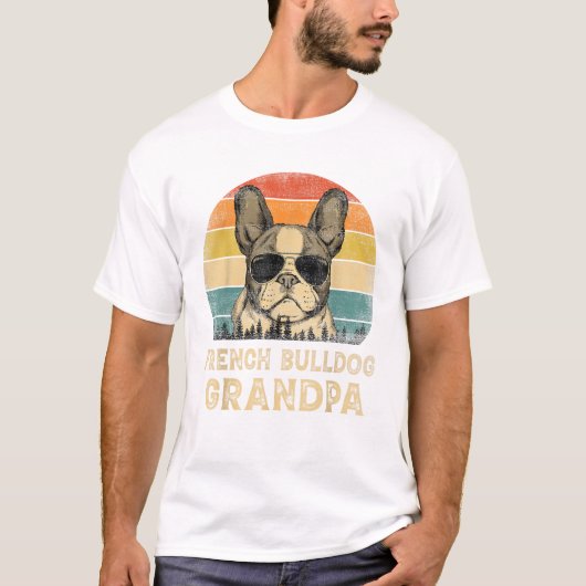 Vintage French Bulldog Grandpa T-shirt (Voorkant)