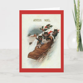 Vintage French Cats Christmas Card - Joyeuze Noel Feestdagen Kaart