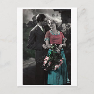 Vintage French Couple in Love Briefkaart