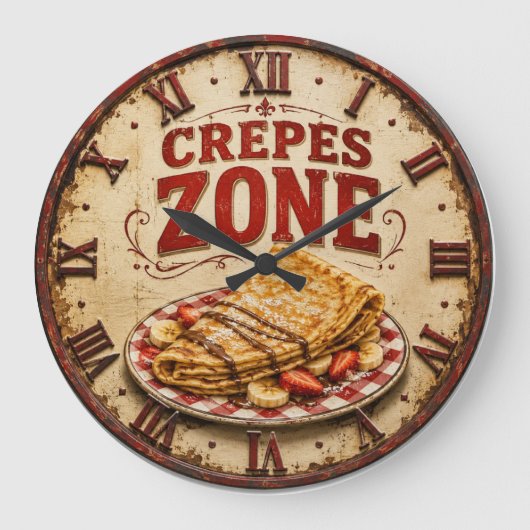 Vintage French Crepes Kitchen Grote Klok (Voorkant)