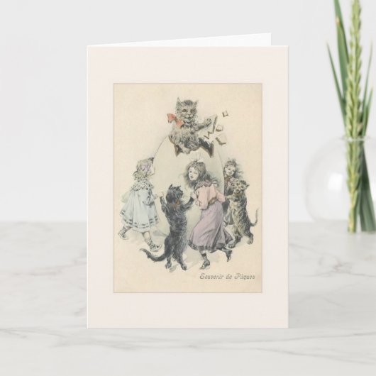 Vintage French Easter Greeting Card Feestdagen Kaart (Voorkant)