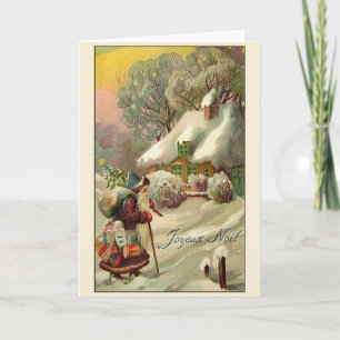 Vintage French Joyeux Noël Christmas Card Feestdagen Kaart