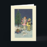 Vintage French Joyeux Noel Christmas Card Feestdagen Kaart<br><div class="desc">Retro / Vintage French Christmas greeting card. Two schattige wide-eyed children enjoying the wonders of Christmas. Gefeliciteerd met Kerstmis</div>