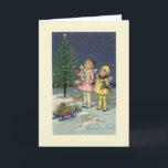 Vintage French Joyeux Noel Christmas Card Feestdagen Kaart<br><div class="desc">Retro / Vintage French Christmas greeting card. Two schattige wide-eyed children enjoying the wonders of Christmas. Gefeliciteerd met Kerstmis</div>