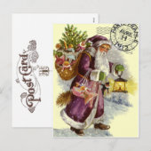 VINTAGE French "Kerstman" Christmas Eve Feestdagenkaart (Voorkant / Achterkant)