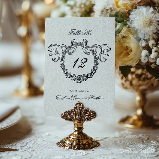 Vintage French Monogram Wreath Elegant Wedding Kaart