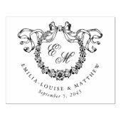 Vintage French Monogram Wreath Elegant Wedding Rubberstempel (Afrduk)