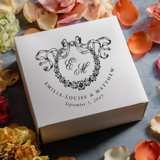 Vintage French Monogram Wreath Elegant Wedding Rubberstempel