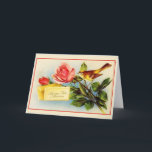 Vintage French Mother Birthday Greeting Card Kaart<br><div class="desc">Retro / Vintage French Mother Birthday greeting card.  Lovely little bird with roses for mom!  Succes,  ma.  Happy Birthday Mom!</div>