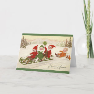 Vintage French New Year Greeting Card Feestdagen Kaart