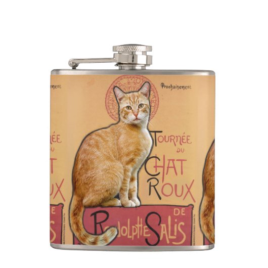    Vintage French Poster Style Orange Cat          Heupfles (Voorkant)