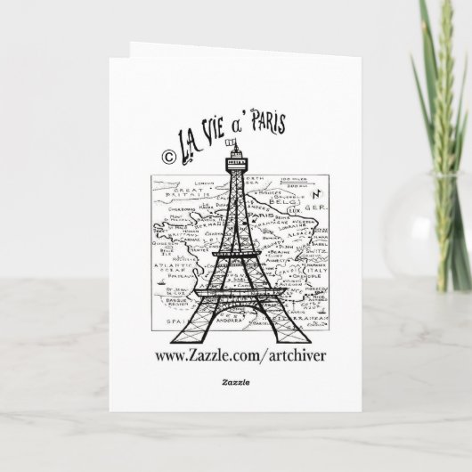 VINTAGE FRENCH POSTERART GREETING CARD KAART (Achterkant)