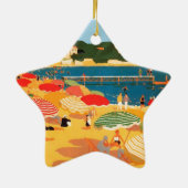 Vintage French Riviera Beach Keramisch Ornament (Achterkant)