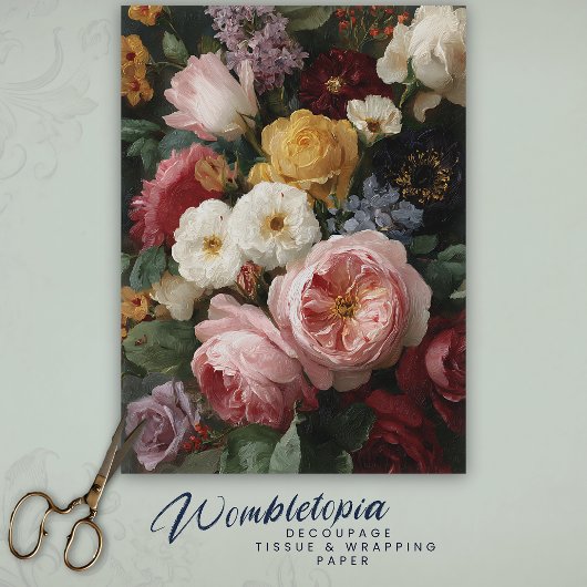 Vintage French Romantic Floral Bouquet Decoupage  Tissuepapier