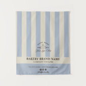 Vintage French Stripes Bakery Logo Table Runner Wandkleed (Voorkant)