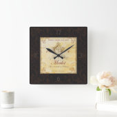 Vintage French Wine Label Wall Clock Vierkante Klok (Huis)