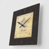 Vintage French Wine Label Wall Clock Vierkante Klok (Hoek)