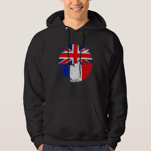Vintage French with British Flag Roots France Hoodie (Voorkant)