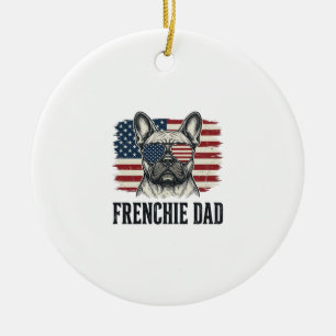 Vintage Frenchie Dad Patriottische Bulldog Shirt_1 Keramisch Ornament