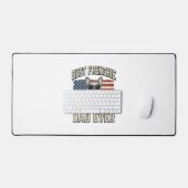 Vintage Frenchie Papa Amerikaanse Vlag Bureaumat (Keyboard & Muis)