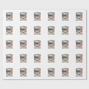 Vintage Frenchie Papa Amerikaanse Vlag Cadeaupapier