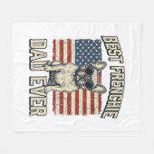Vintage Frenchie Papa Amerikaanse Vlag Fleece Deken (Voorkant (Horizontaal))