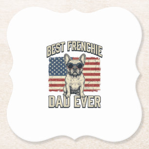 Vintage Frenchie Papa Amerikaanse Vlag Kartonnen Onderzetters