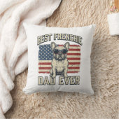 Vintage Frenchie Papa Amerikaanse Vlag Kussen (Deken)